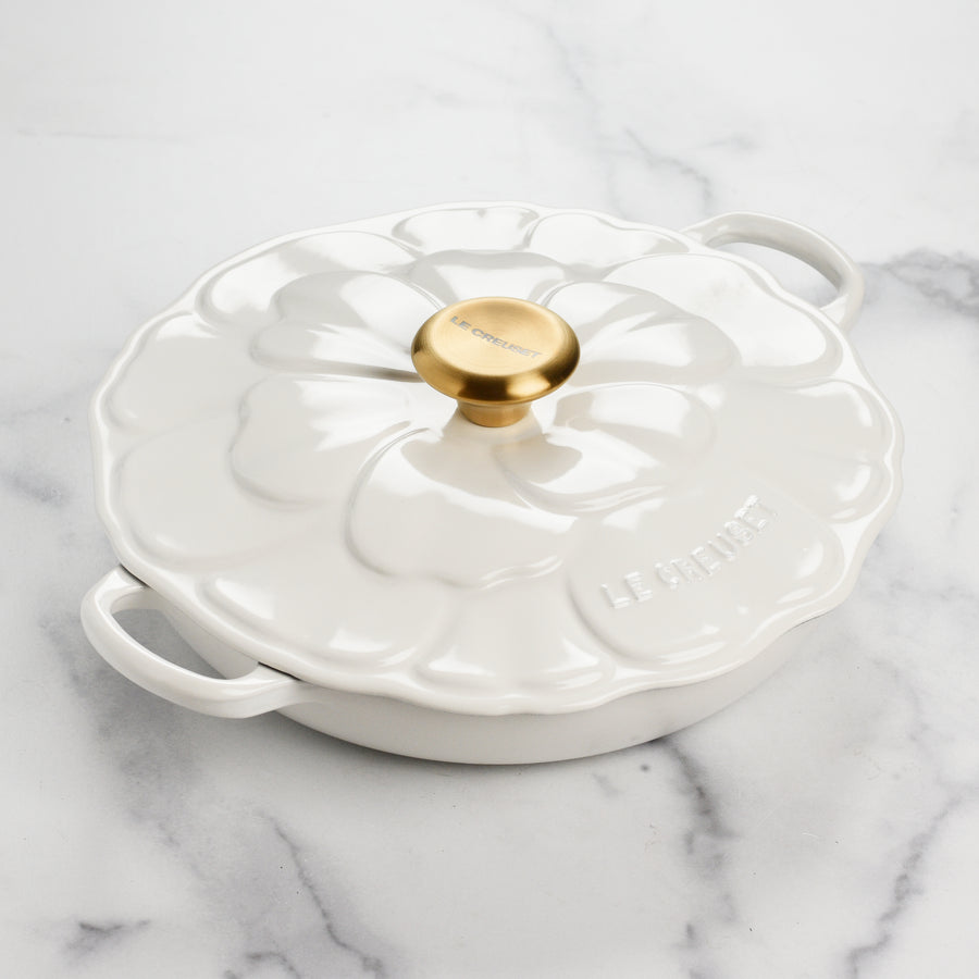 Le Creuset Petal Braiser - 2.25-qt Cast Iron - White – Cutlery and