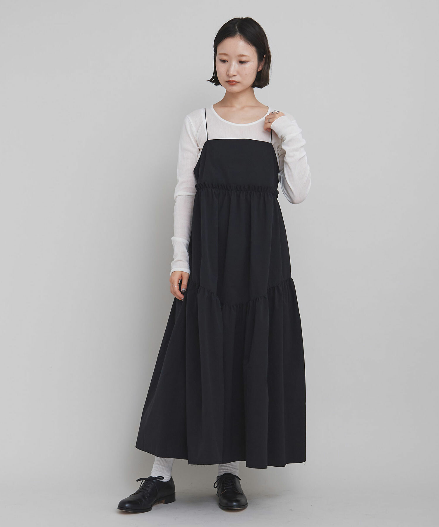 AMBIDEX Store 〇mauri ティアード キャミワンピース (F クロ): iki