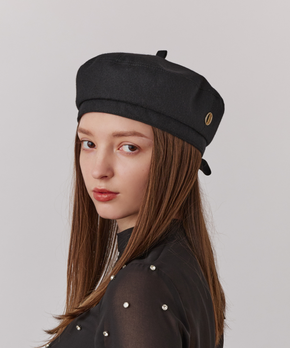 Chapeau d' O Flannel Josephine Beret | 57.5cm(75) BLACK (01