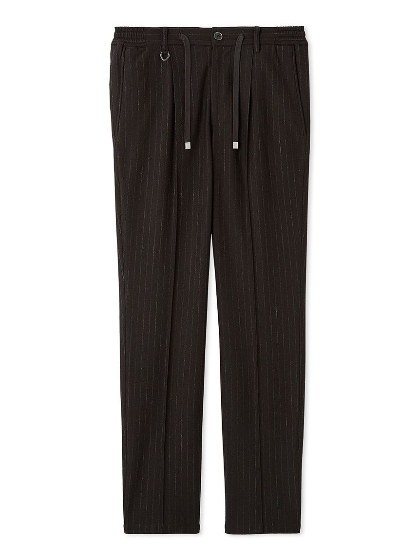 新品HEUGN TROUSER040 ストライプウールスラックスブラック