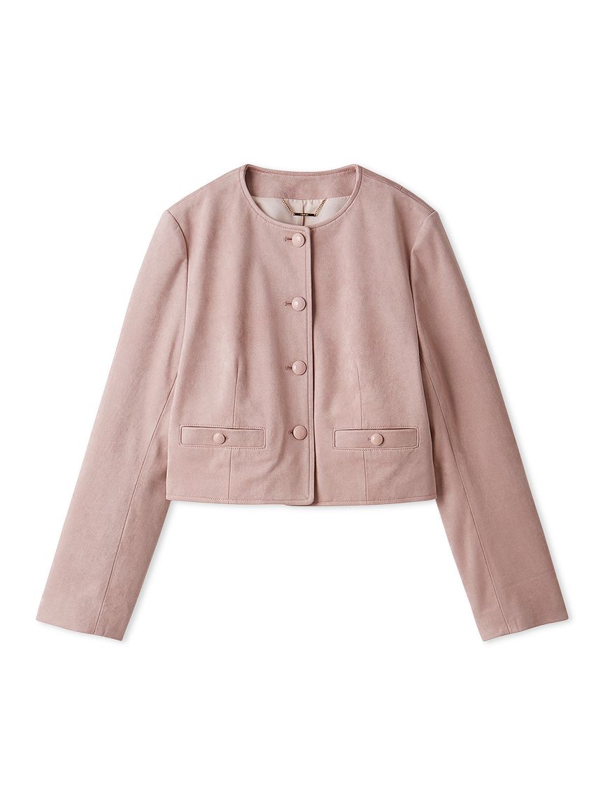 レザーライクノーカラージャケット(ジャケット・ブルゾン)｜OUTER