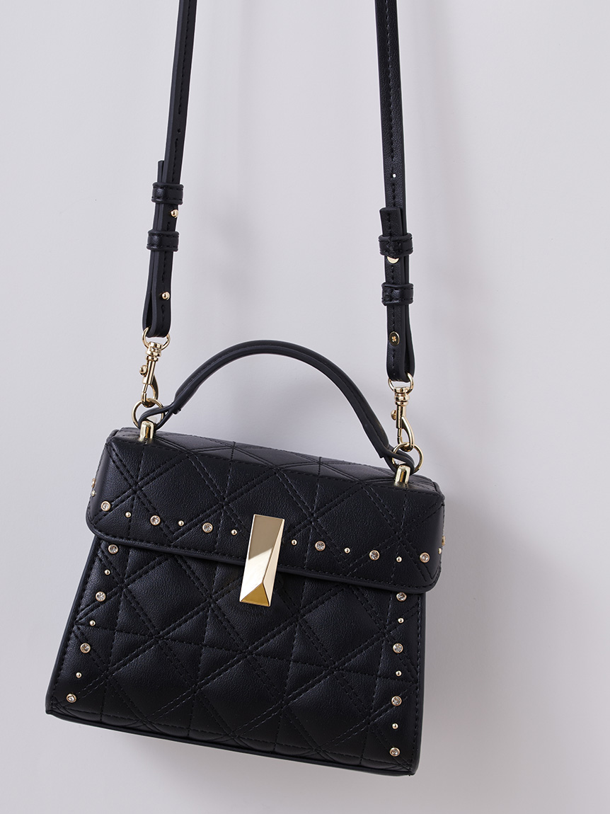 限定カラーあり】【リュタン】キルティングビジュースタッズポシェット