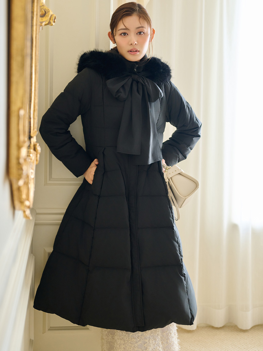 コックスポルティフ ロング ダウンコート 黒 フード取り外し可能 XL 肉