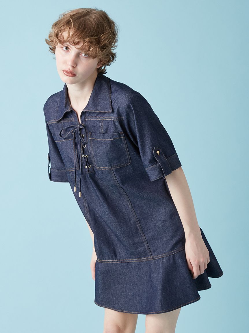 レースアップミニワンピース(ミニワンピース)｜ワンピース｜FURFUR