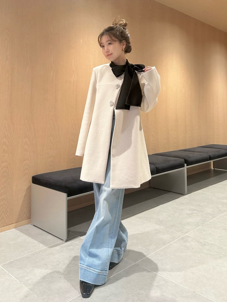 WEB限定カラー】[L.B CANDY STOCK]Aラインビジューリボンコート(コート