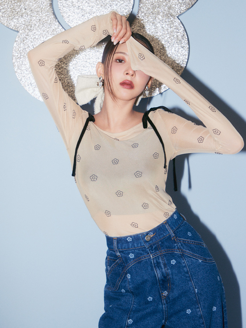 WEB限定】【LILY BROWN×MARY QUANT】デイジー柄ワイドデニムパンツ