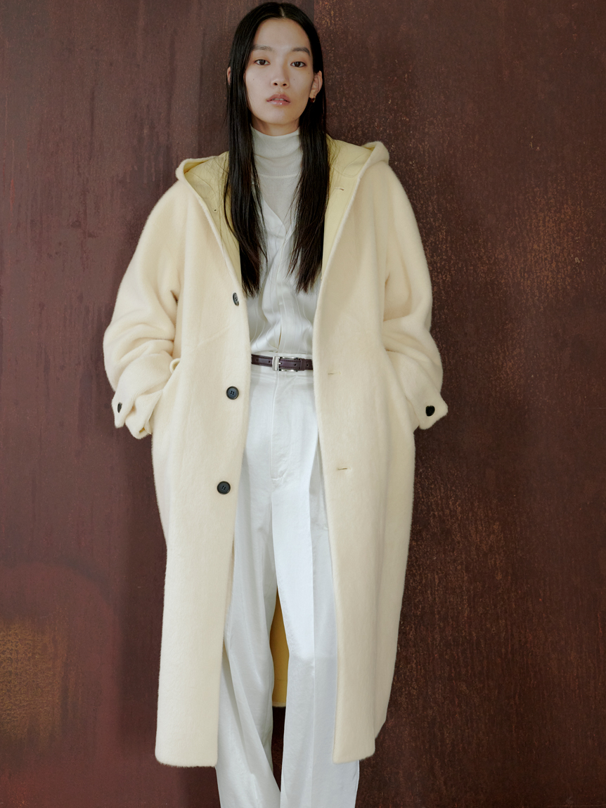 フェイクファーロングフードコート(ファーアウター)｜アウター