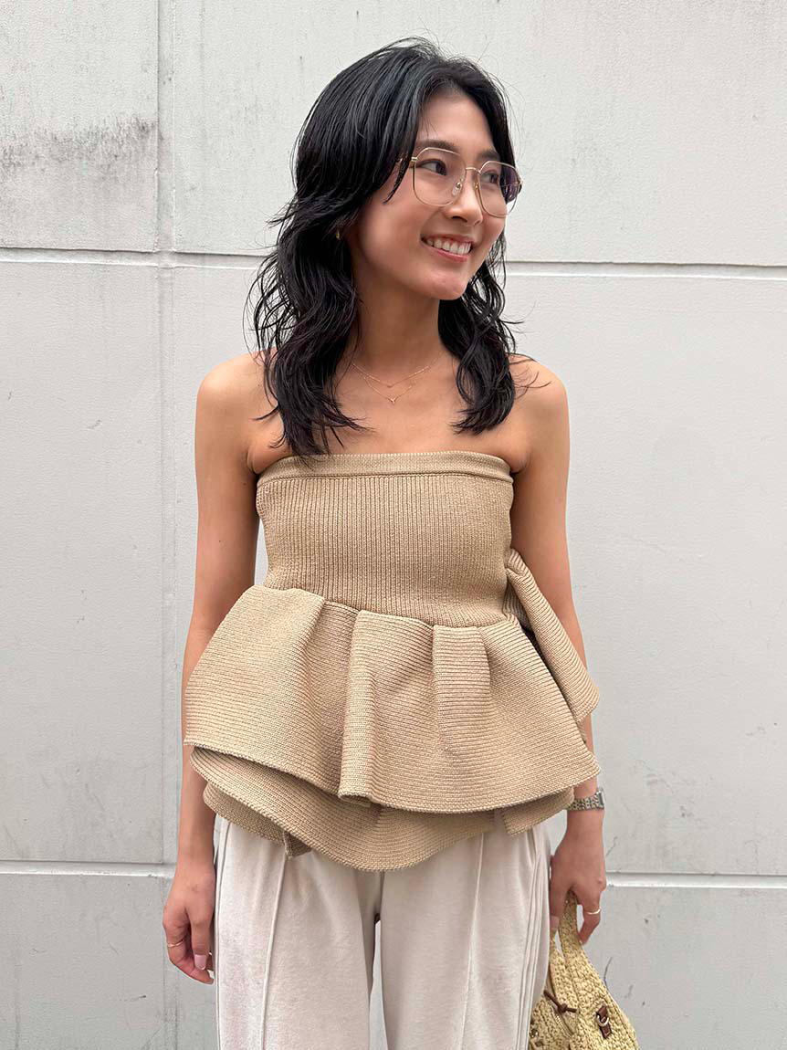 ラッフルニットベアトップ(ニット/カーディガン)｜トップス│styling