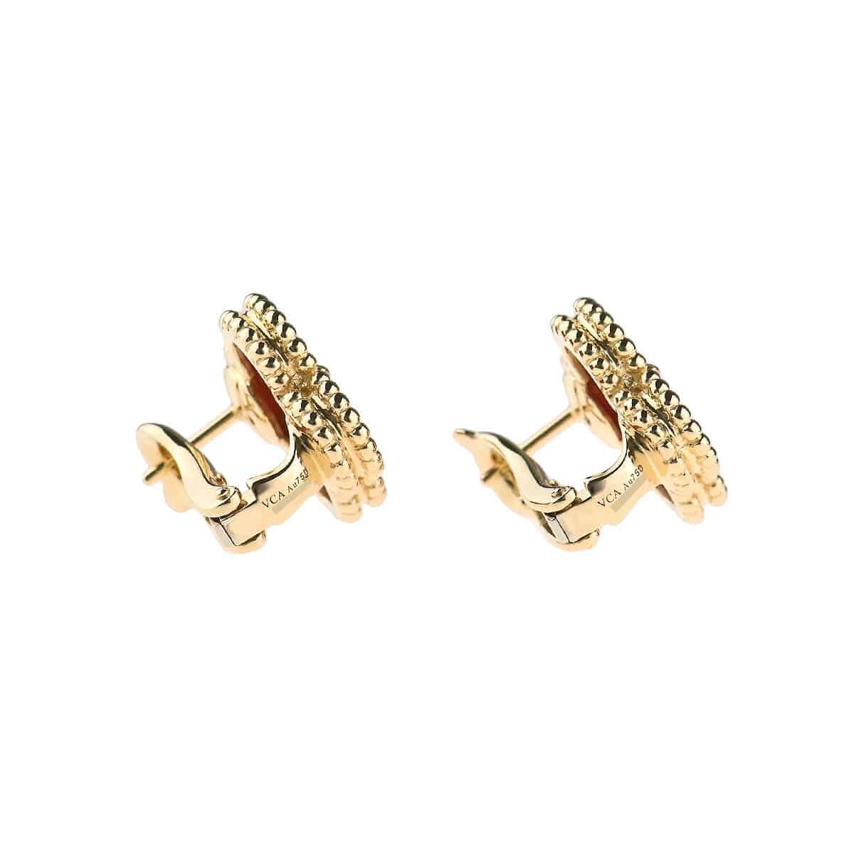 VCARD40400 ヴィンテージアルハンブラ カーネリアン ピアス 中古