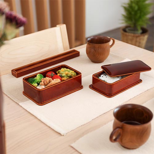 飛騨春慶 元田漆器 隅丸入子弁当箱 伝統工芸品 木製 弁当箱／箸箱