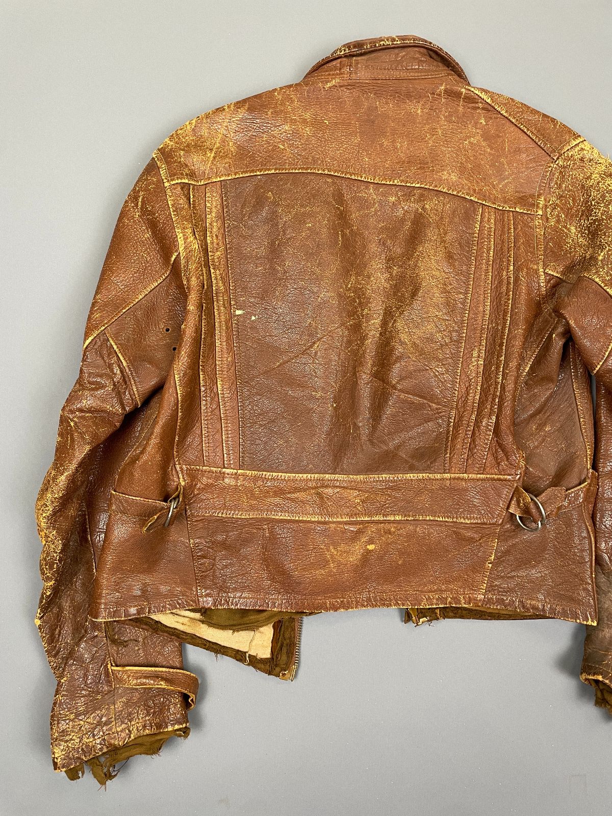 as-is *distressed 1930s-40s Buckle Back Horse Hide Leather Jacket