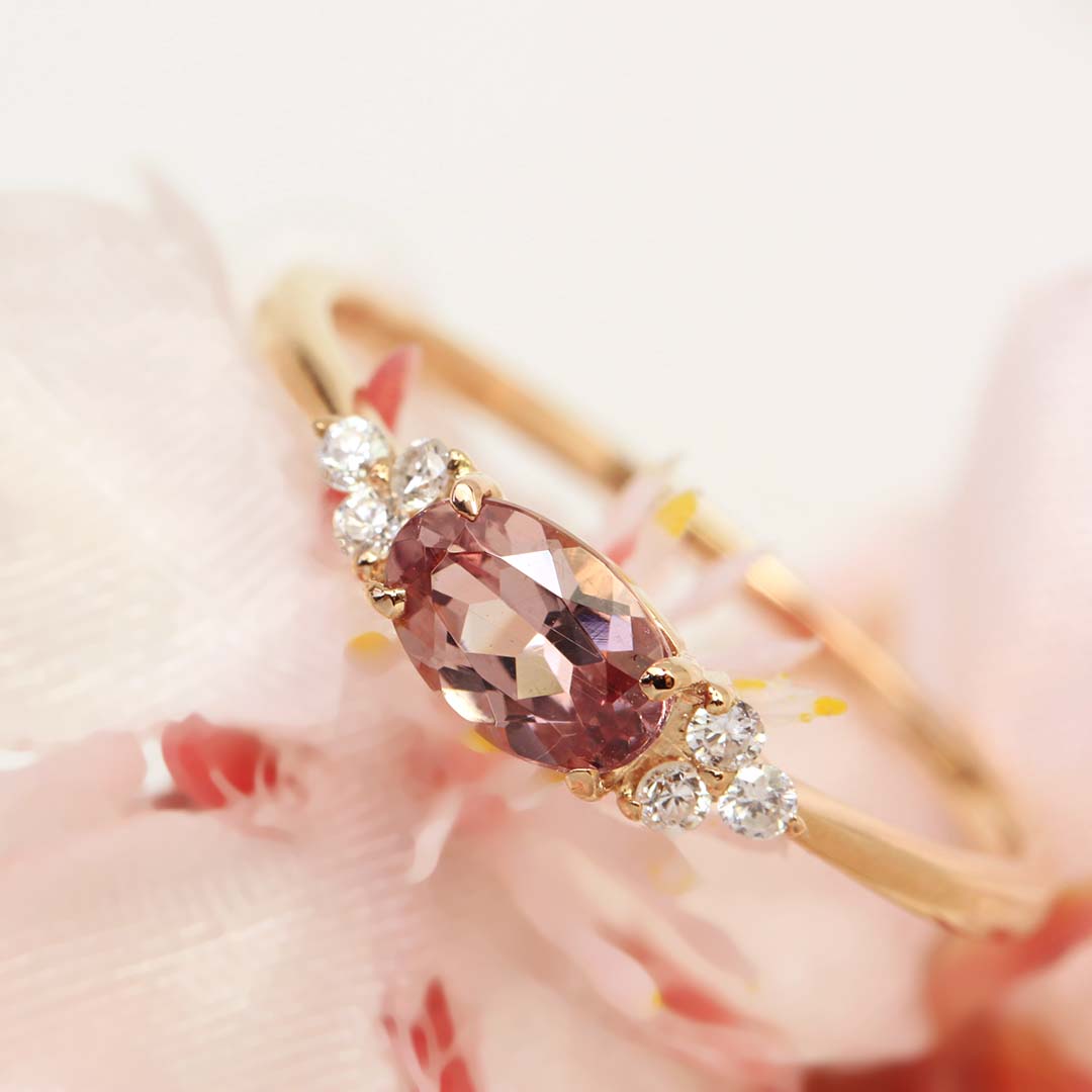 ビズー公式】シャンパンガーネット ダイヤモンド K18(18金) PTリング