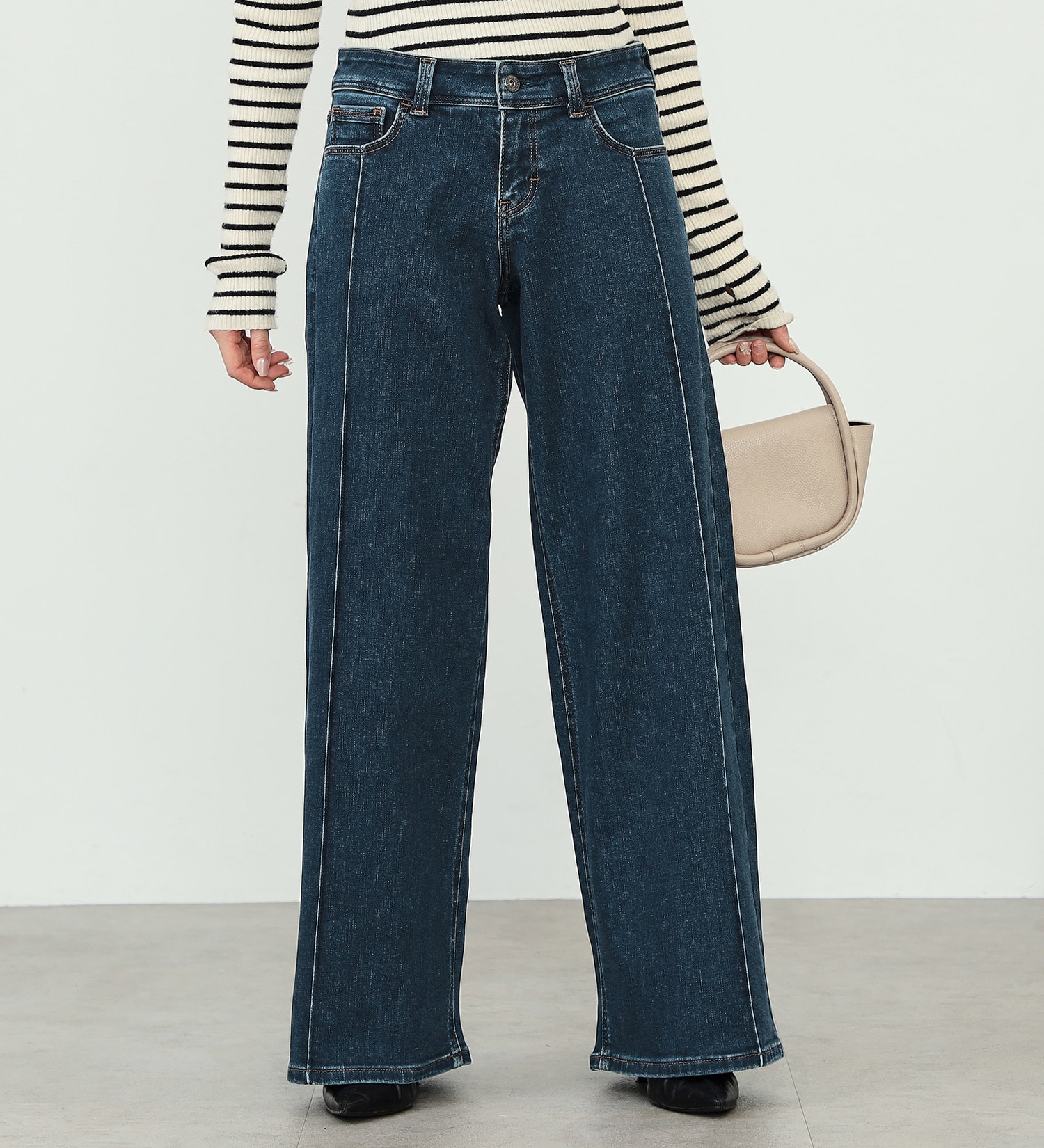 試着対象】【裾上げ無料】C17 タックワイドバギーデニムパンツ|C17