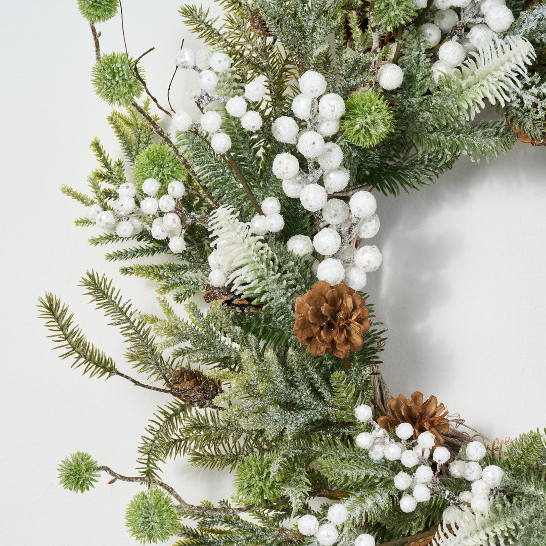White Sugar Berry, Pinecone & Winter Greenery Christmas Front Door