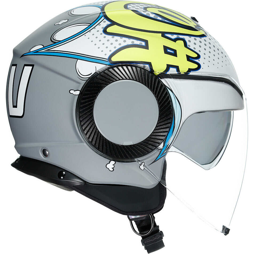 Agv ORBYT VIBES Jet Motorcycle Helmet Matt Gray Yellow For Sale
