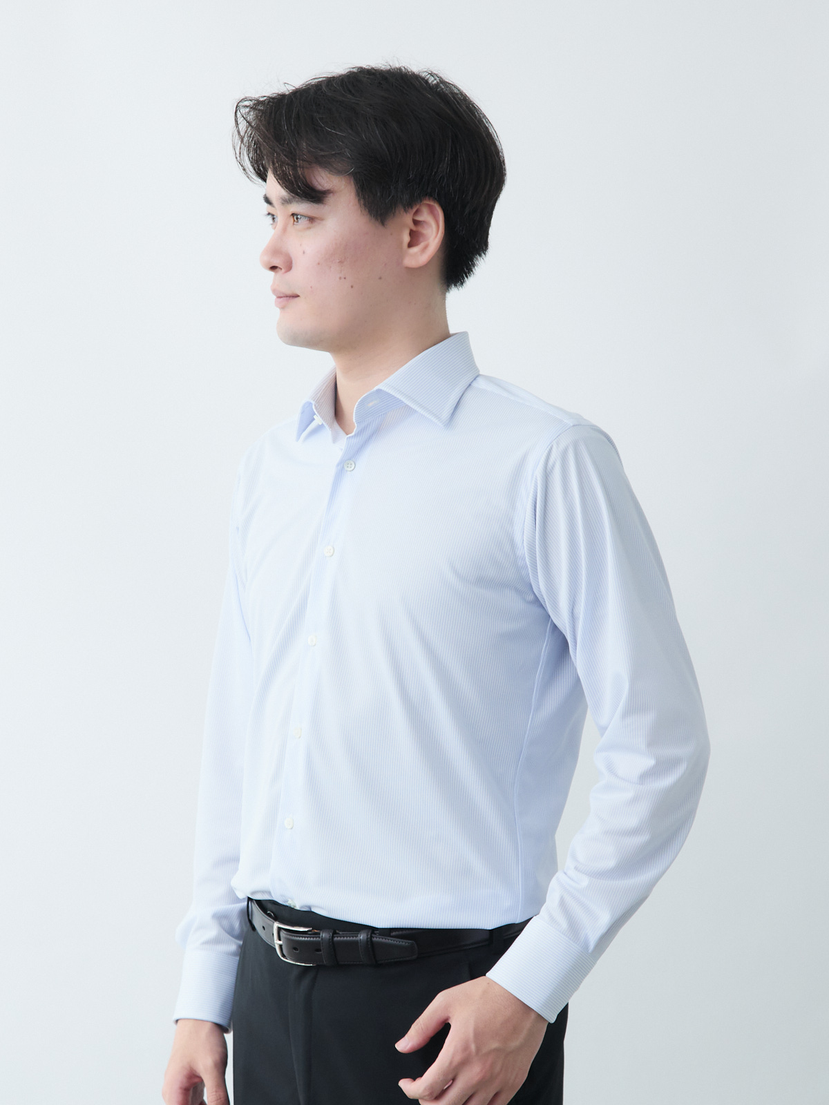 オーダーシャツ形態安定・ストレッチ/ストライプ/ブルー/CC16