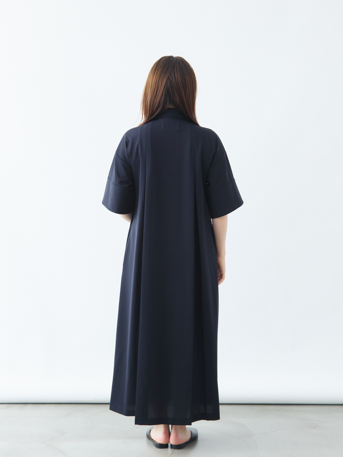 ORIGAMIプリーツシャツワンピース/クールタッチ/ウォッシャブル