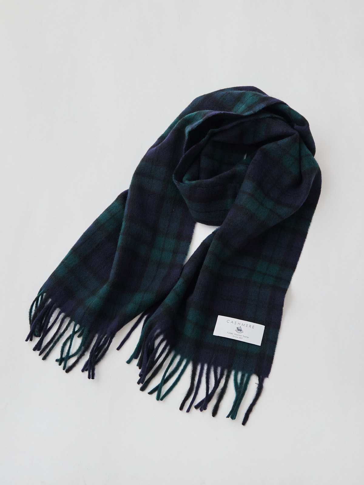 カシミヤ100%・Airyチェックマフラー/ブラックウォッチ | Factelier