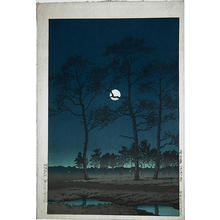 川瀬巴水による浮世絵「Winter Moon at Toyamagahara — 戸山ヶ原」