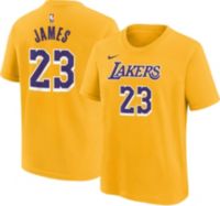 Nike Youth Los Angeles Lakers LeBron James #23 Yellow T-Shirt