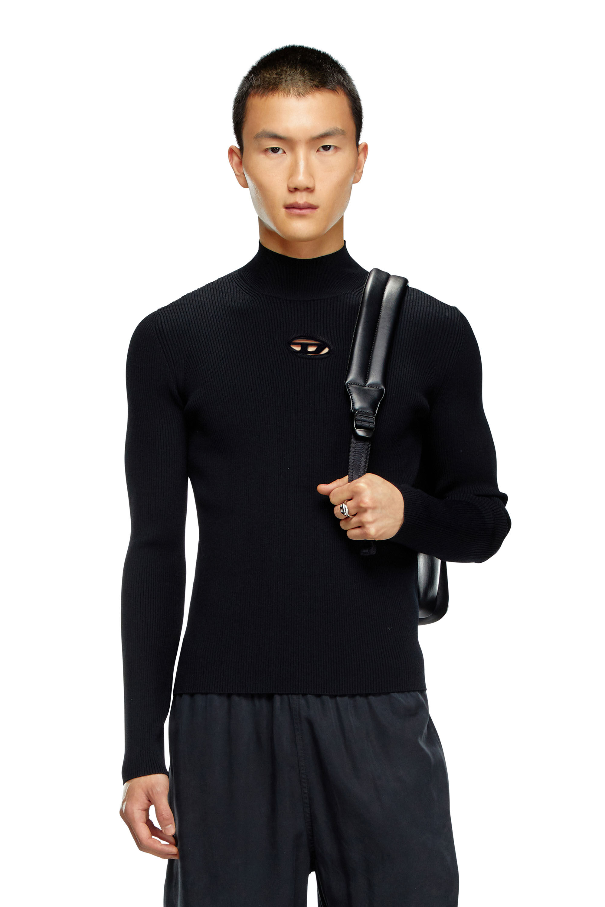 Men's Mock-neck jumper with Oval D | Black | Diesel
