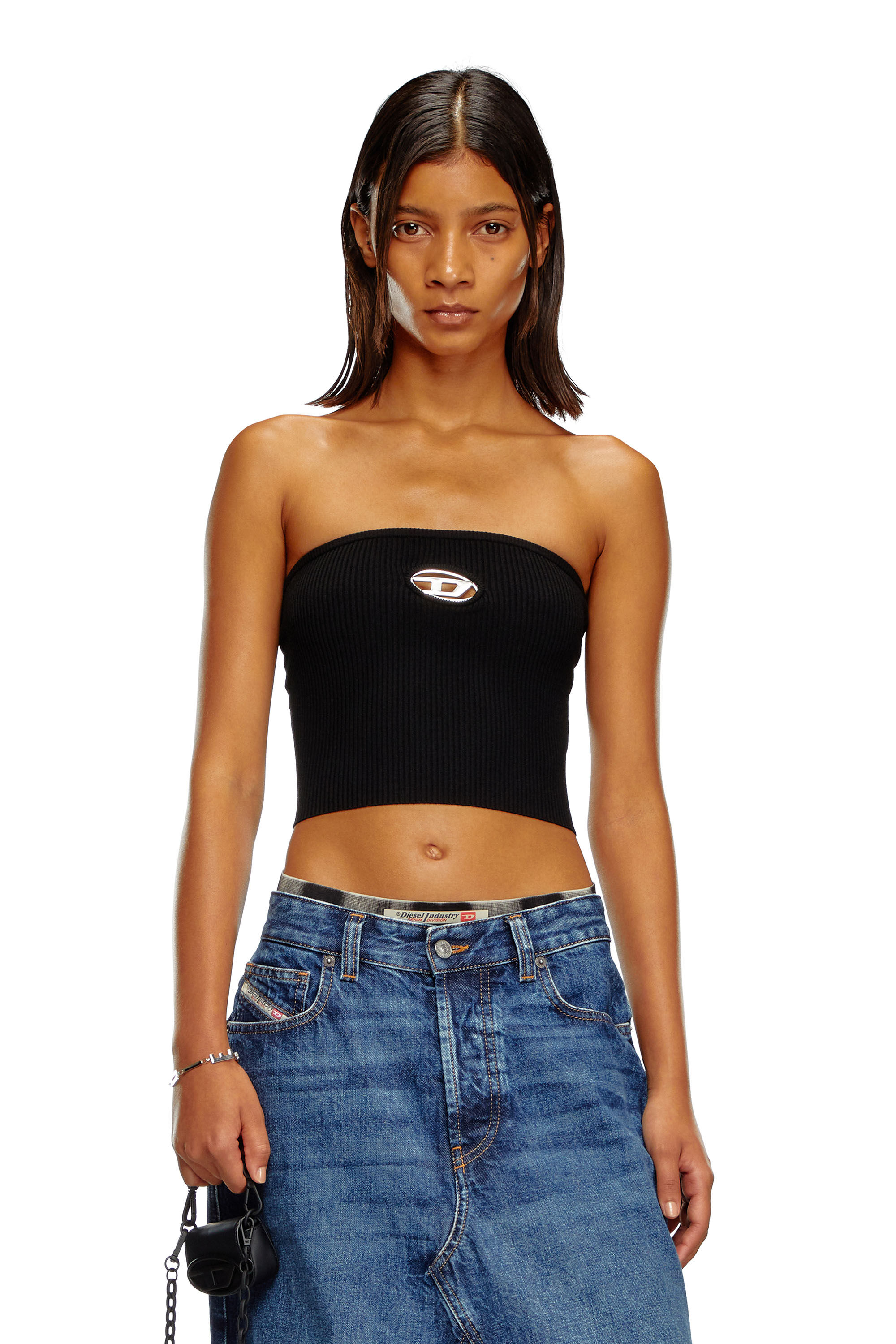 Women's Tube top with logo plaque | Black | Diesel