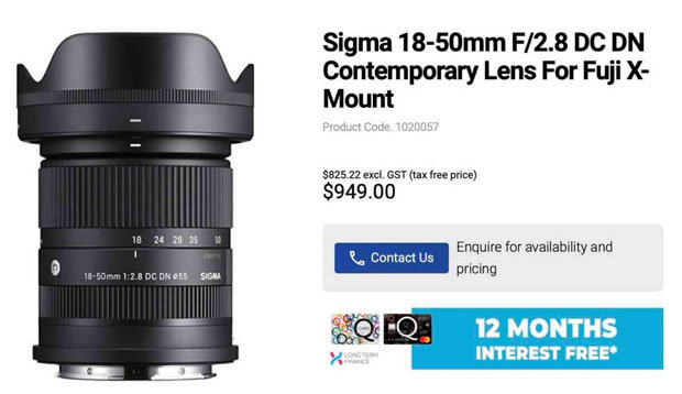 シグマのXマウント用の「18-50mm F2.8 DC DN Contemporary」がカメラ店