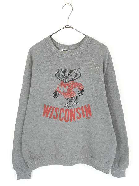古着 80s USA製 Wisconsin バッキー カレッジ スウェット トレーナー L