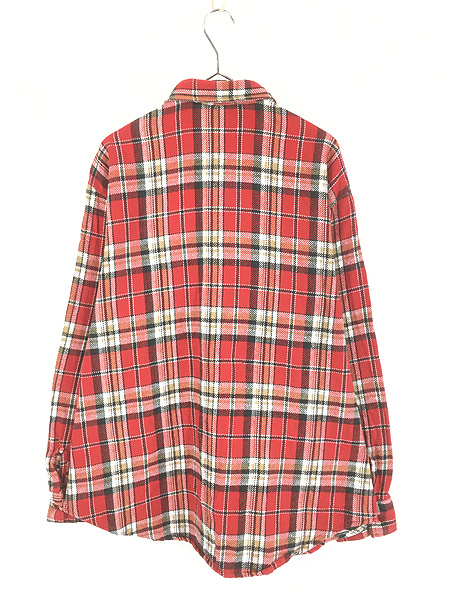 古着 70s MONTGOMERY WARD 好配色 チェック ヘビー フランネル シャツ
