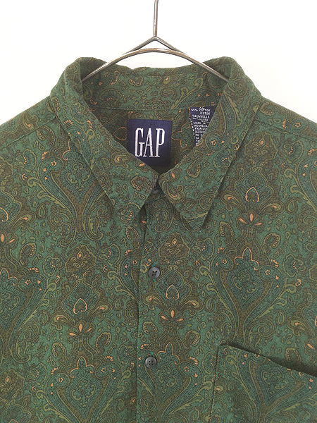 古着 90s GAP ペイズリー オリエンタル 総柄 コットン レーヨン シャツ