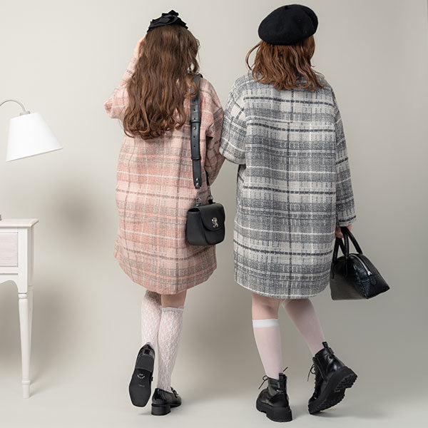 チェック柄Aライン襟コート – レディースファッション通販の夢展望【公式】