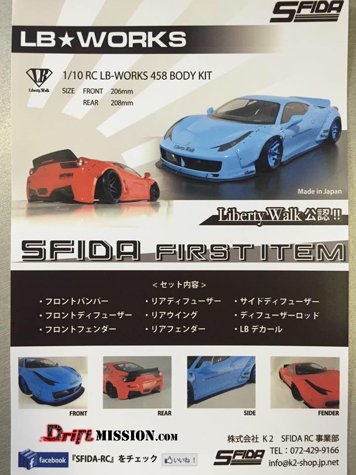 SFIDA RC Ferrari 458 Liberty Walk Body Kit - Your Home for RC Drifting