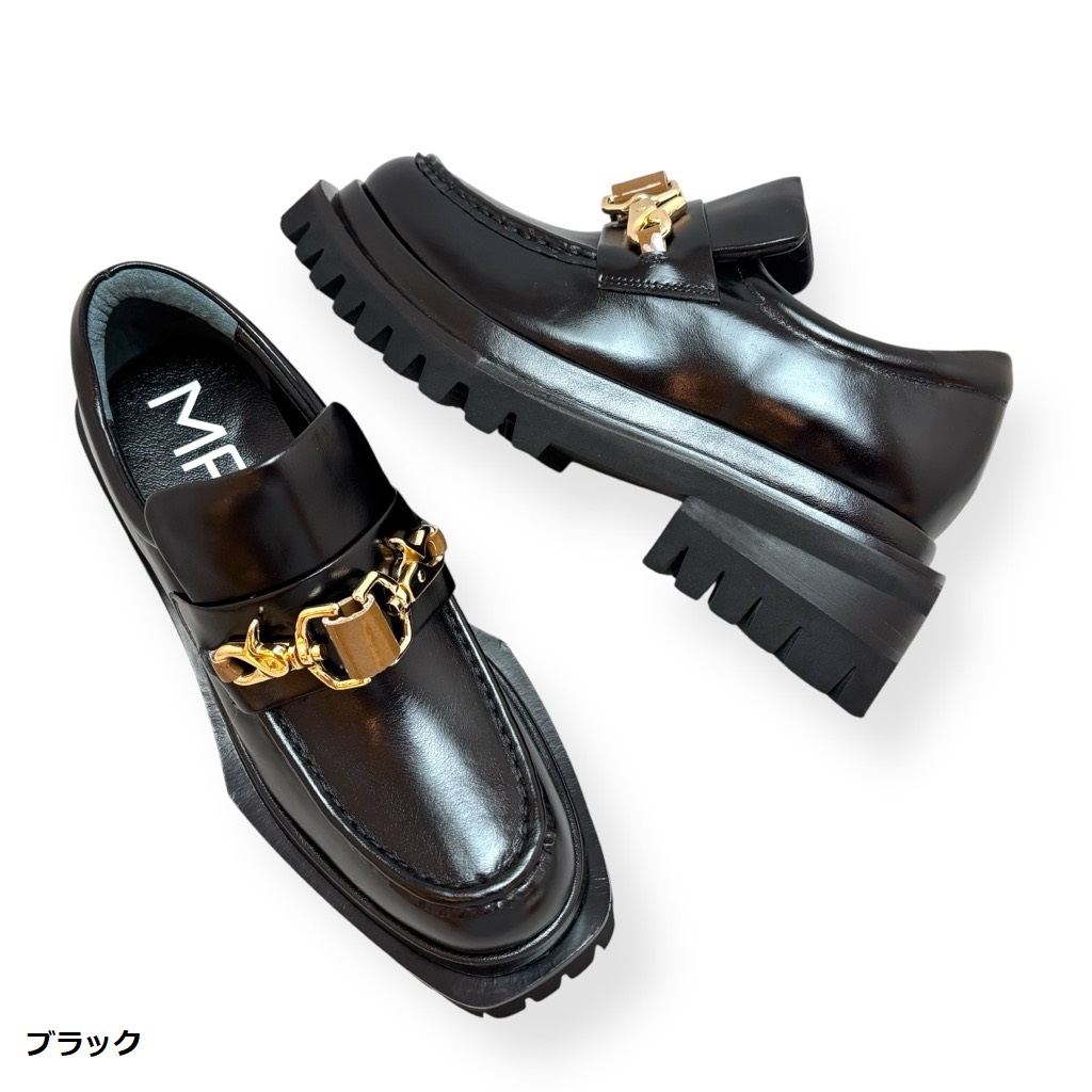 送料無料】2025秋冬新作 MANA マナ ローファー ダブルフック 厚底 本革