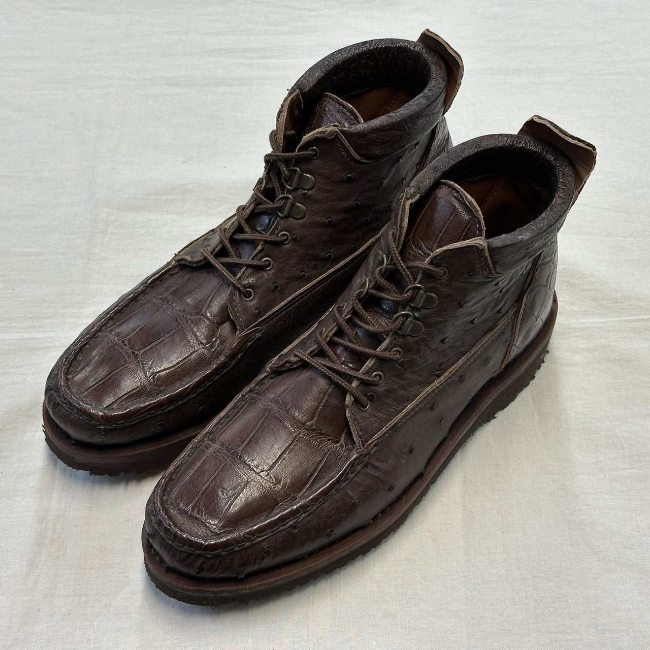 RUSSELL MOCCASIN CO OSTRICH × ALLIGATOR BOOTS 8 E｜SAFARI サファリ