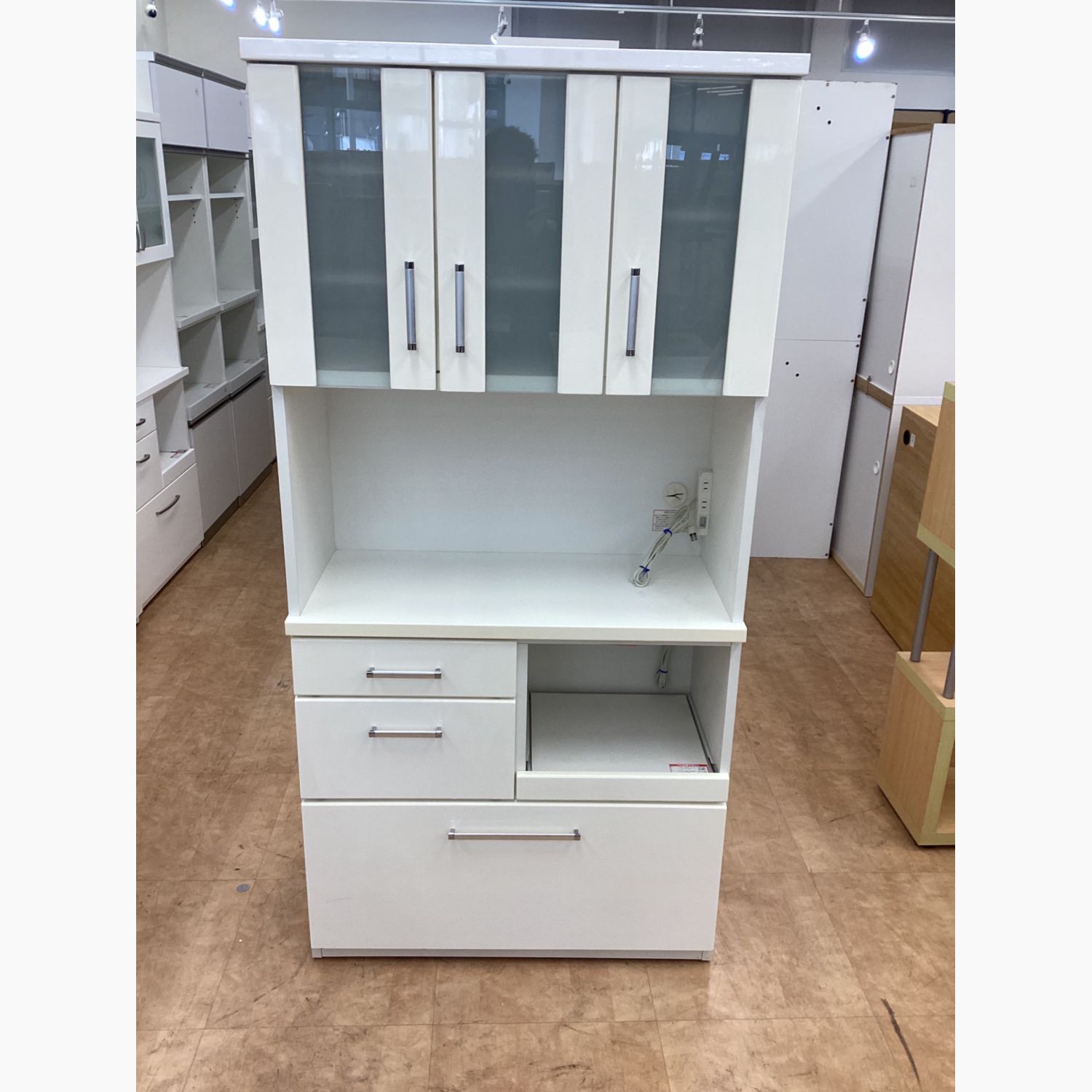 美品】ニトリ食器棚 幅90cm 即決 値下げ ニトリ（NITORI） 食器棚（60