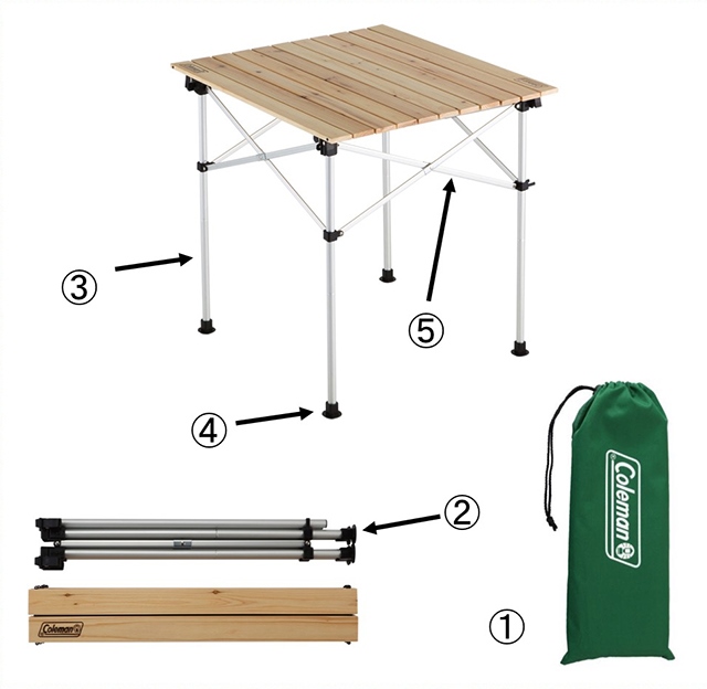 ナチュラルウッドロールテーブル65用フレームセットの通販｜キャンプ