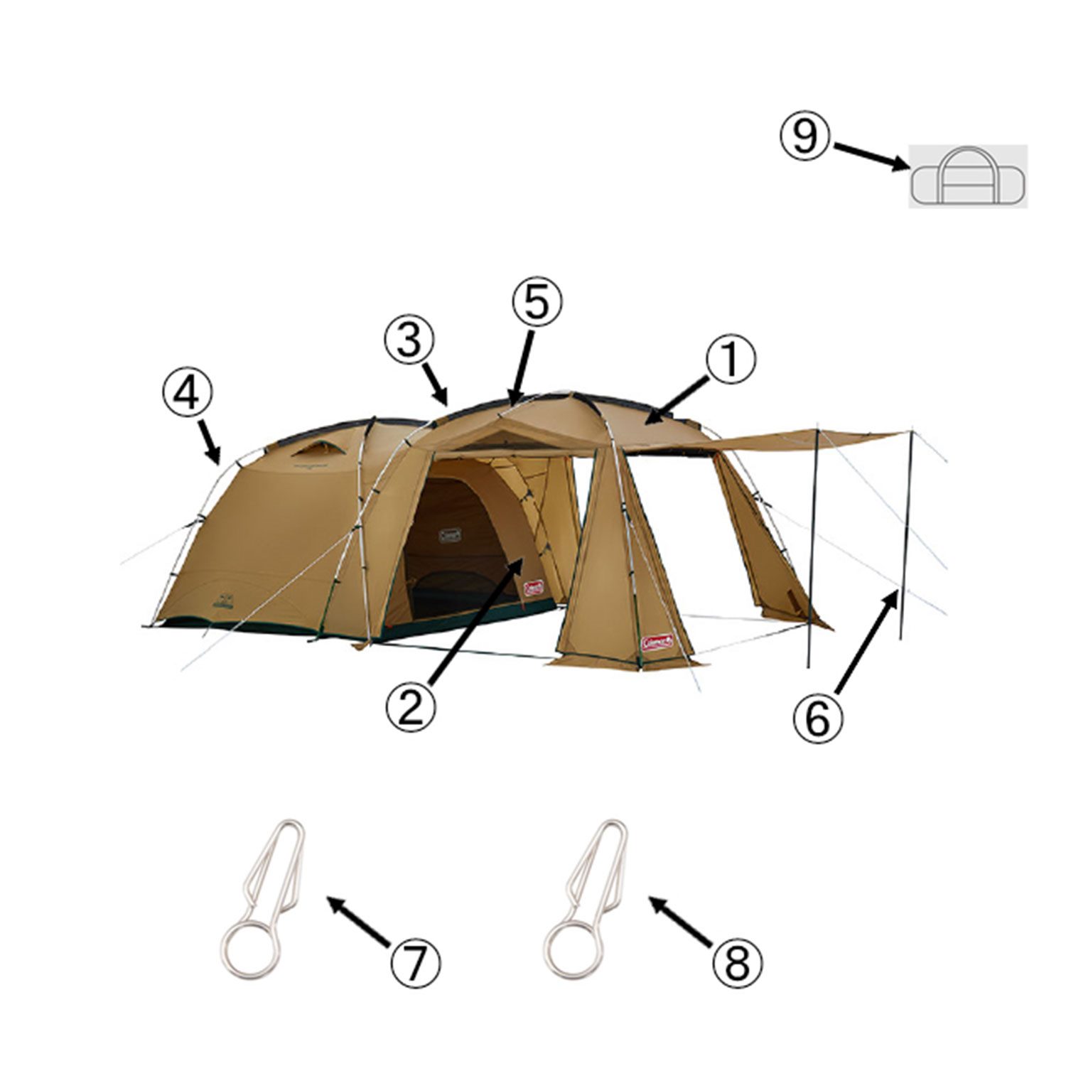 タフスクリーン2ルームハウス/MDX用リビングポール（シルバー