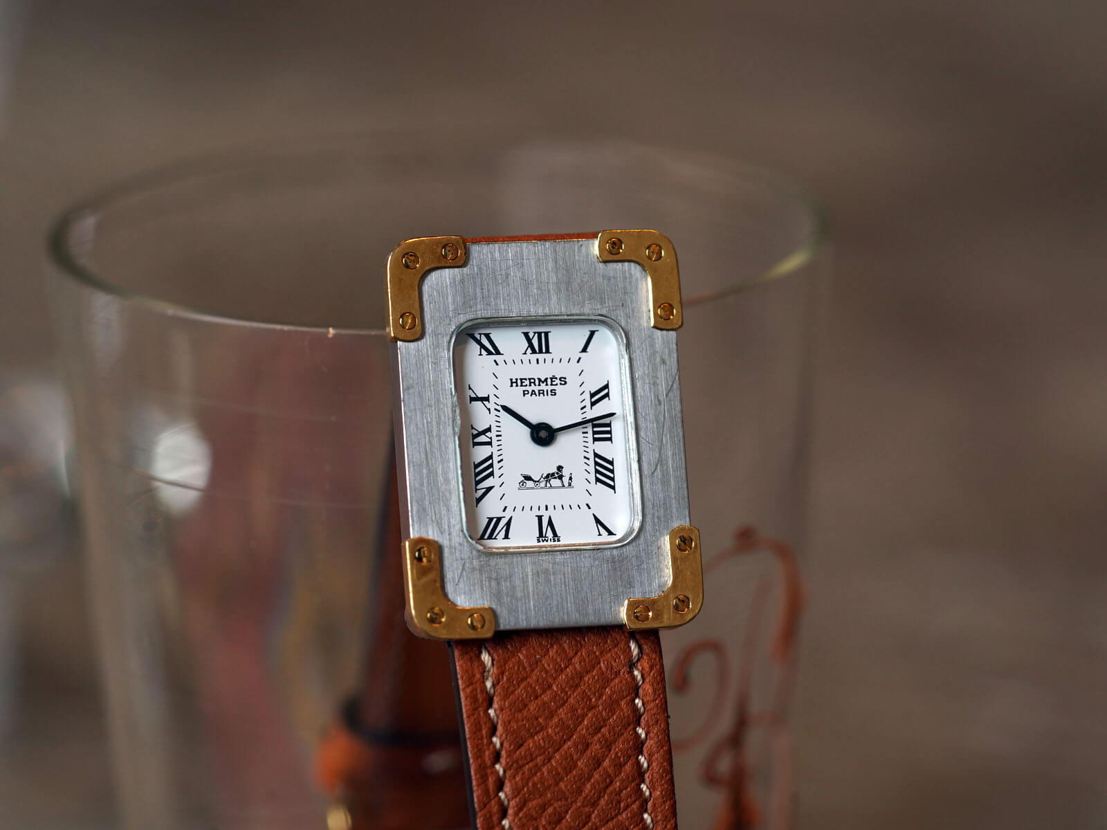 エルメス/カレーシュ/クロアジュール/レクタンギュラーケース/ホワイト