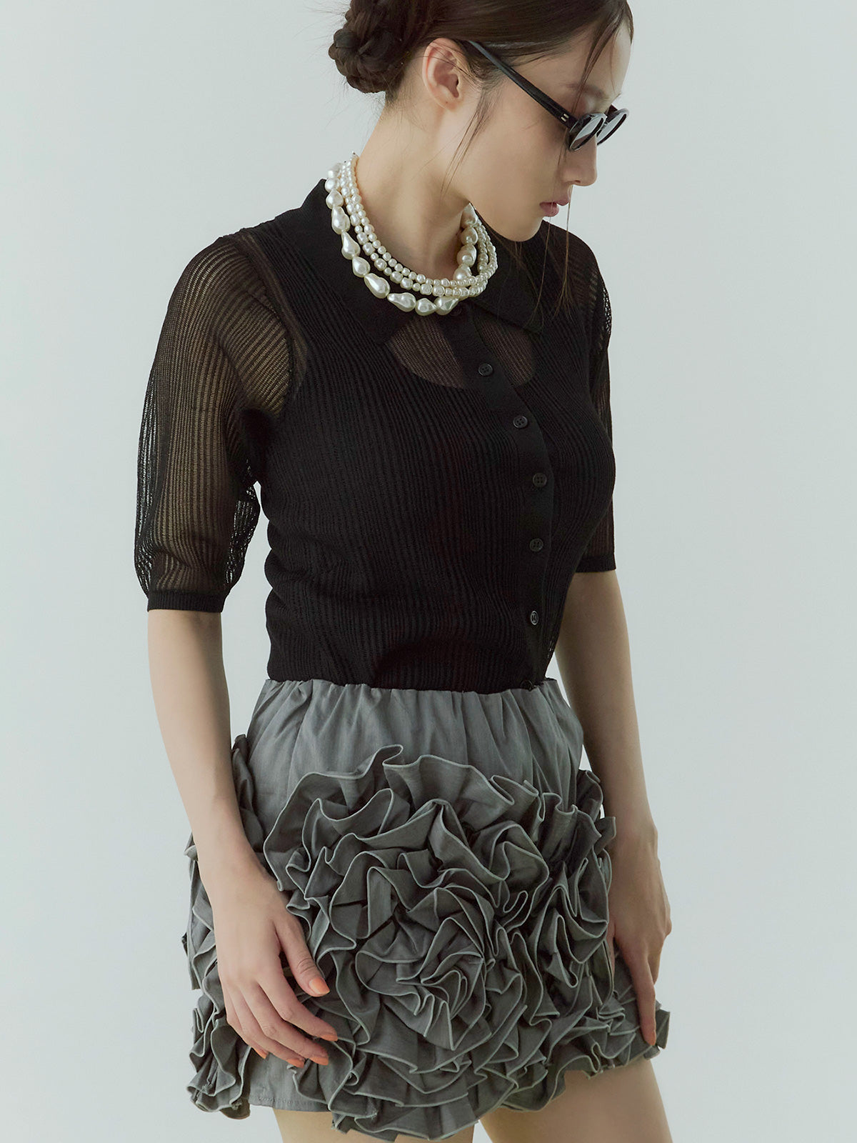 フラワーモチーフミニスカート