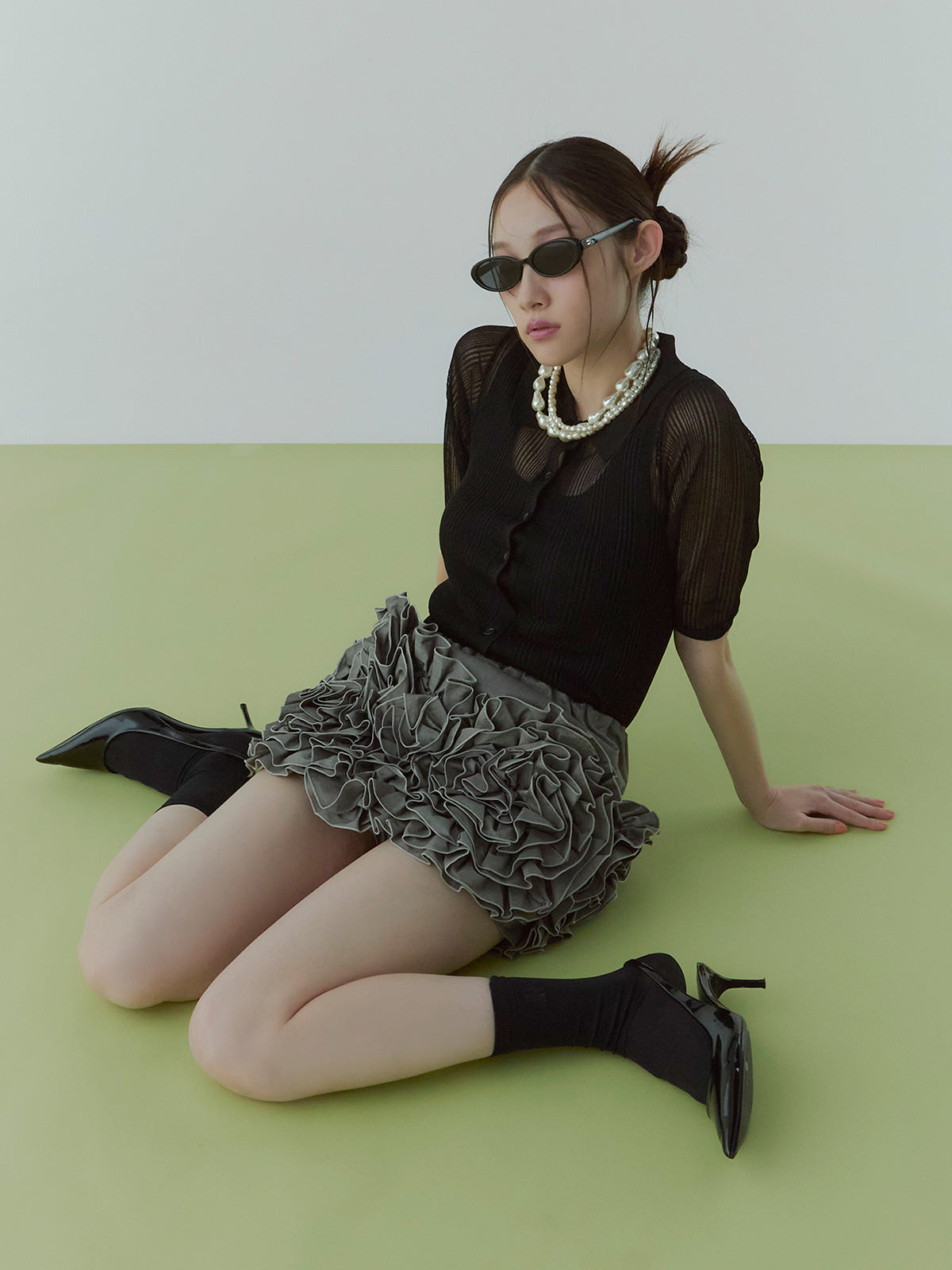 フラワーモチーフミニスカート