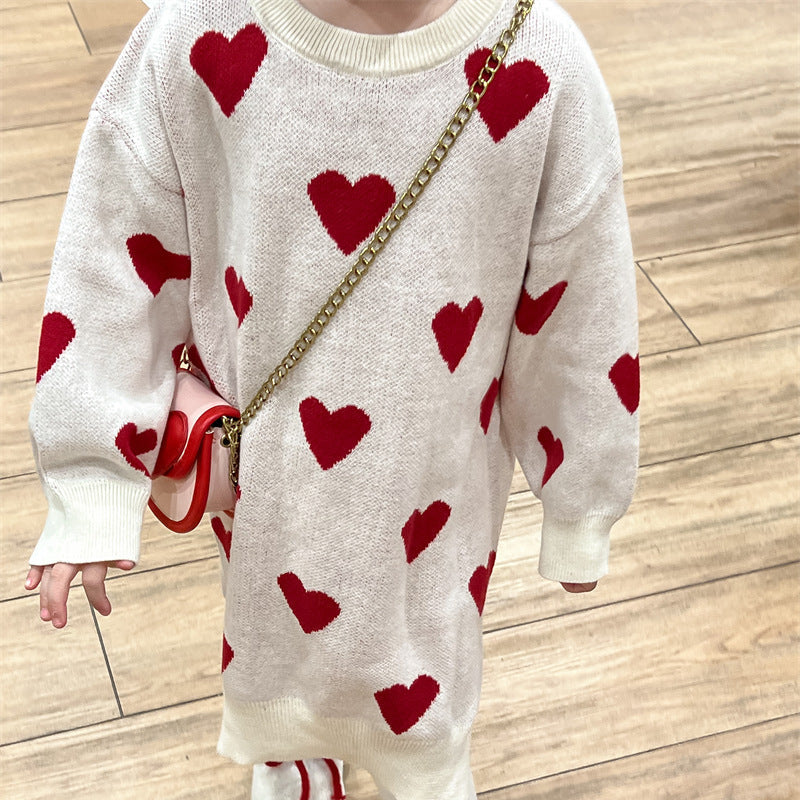 90-140】ハート柄ニットワンピース｜ELMO-こども服エルモ- – こども服ELMO