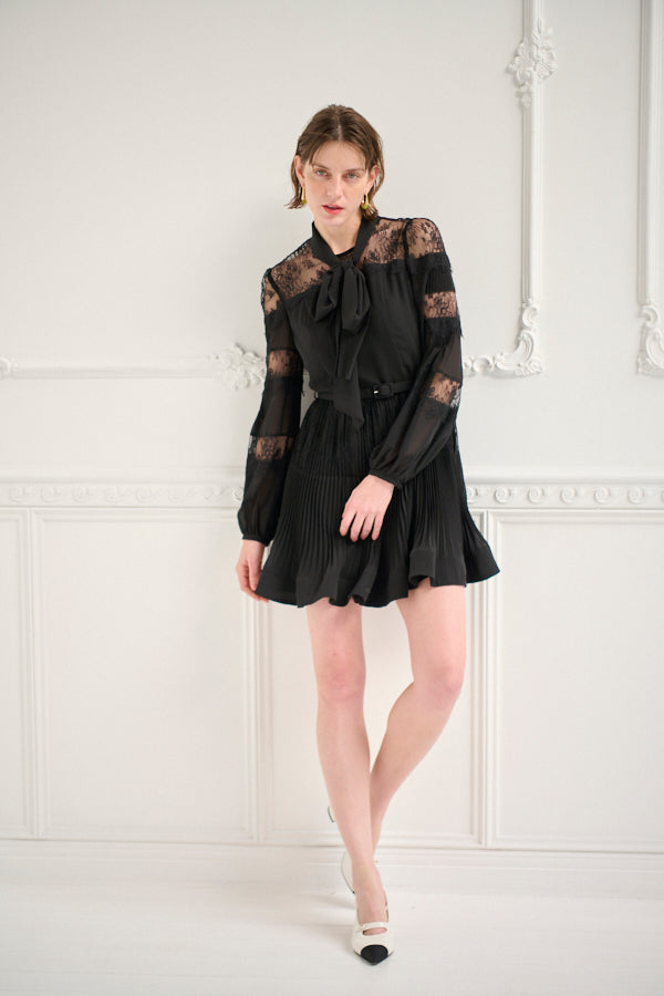 Frances Lace Mini Dress -Black- – Estella.K