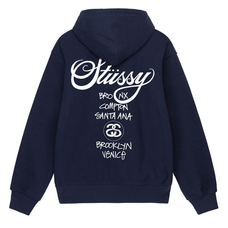 Stussy World Tour Zip Hoodie Mens - Hooded Sweatshirt – Exodus