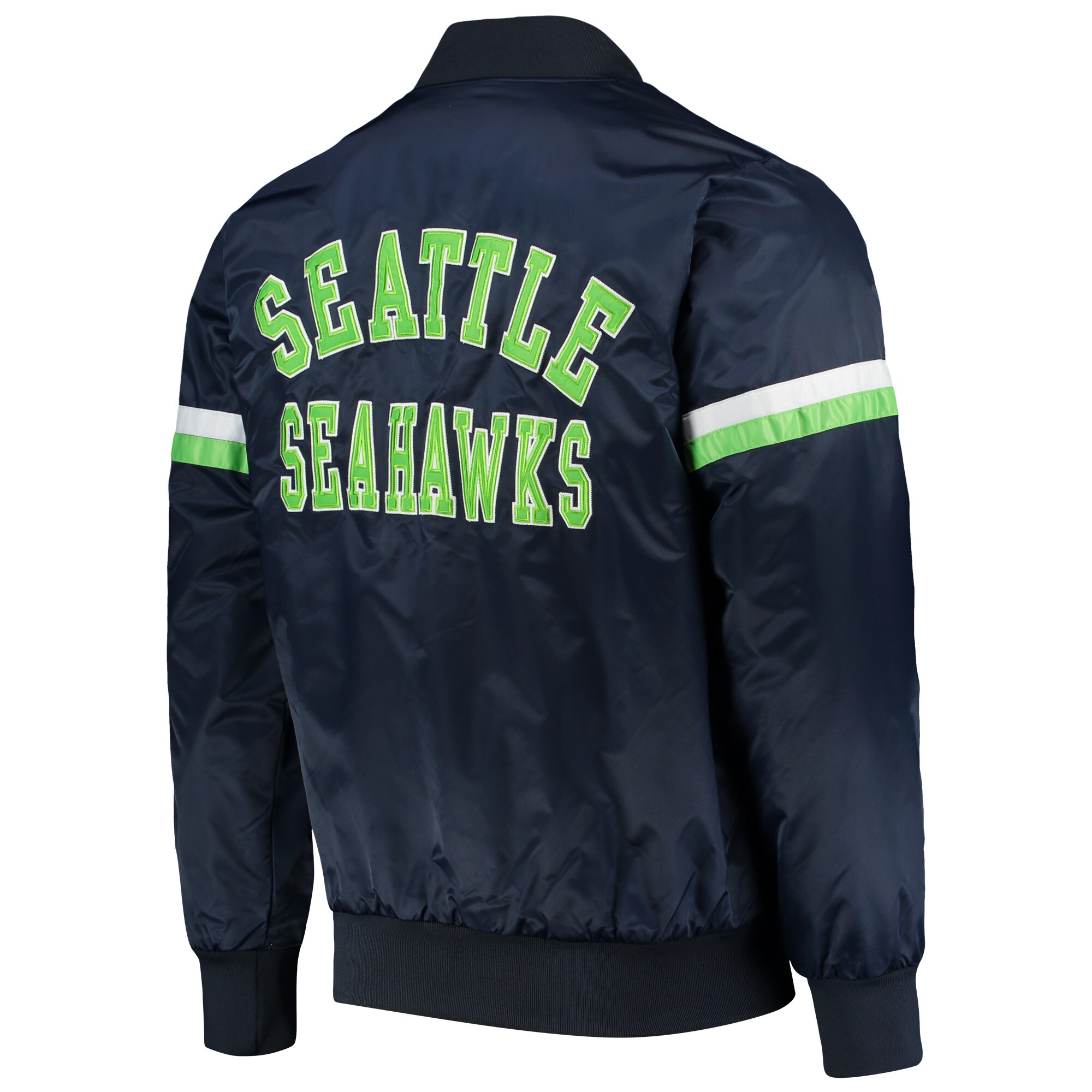 Men's Starter College Navy Seattle Seahawks Champ Satin Varsity Jacket