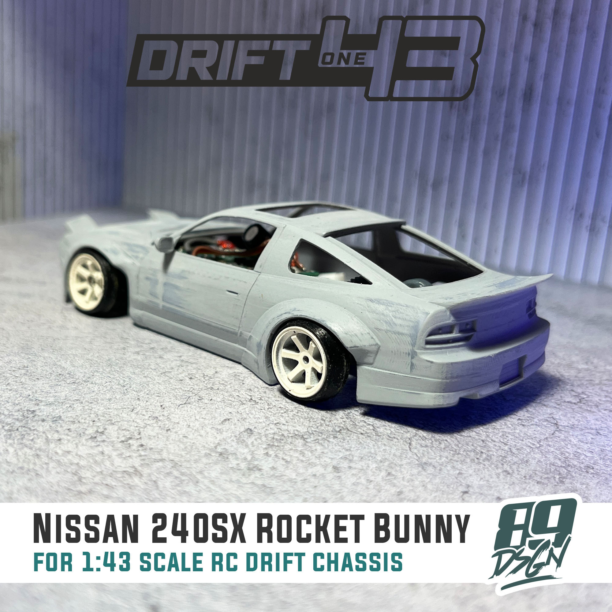 🚀 Nissan 240SX Rocket Bunny for 1:43 scale rc drift chassis・ STL