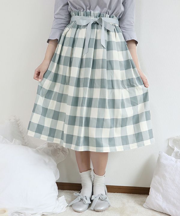 r】 Randy ギンガムドッキングAラインワンピース Randy ギンガム