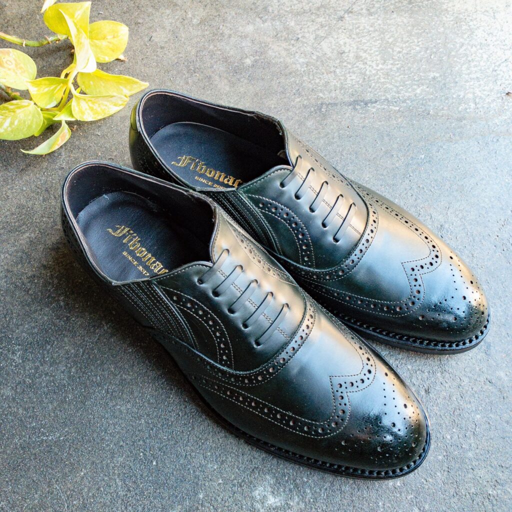 常磐色に染めたレイジーマンシューズ|フィボナッチ紳士洋品店-墨田区の