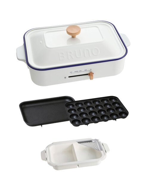 コンパクトホットプレート＋セラミックコート仕切り鍋セット ホワイト