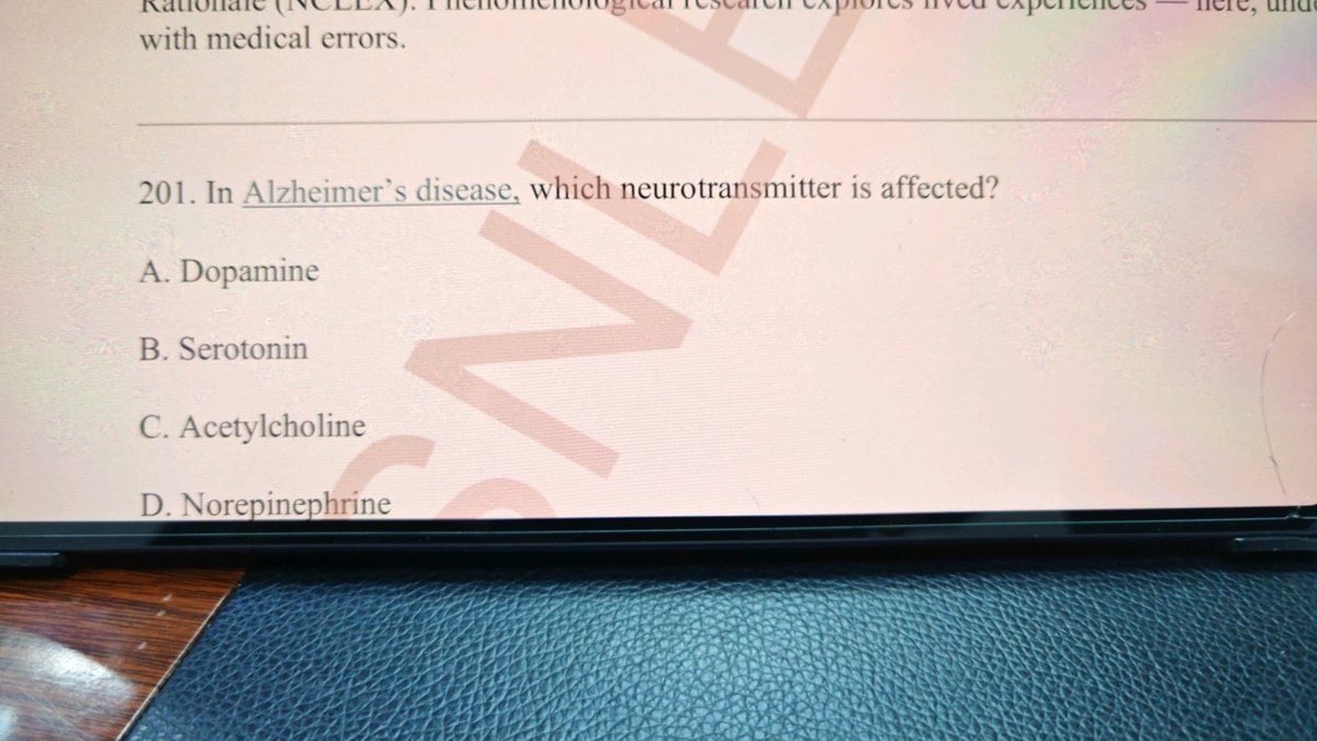 In Alzheimer's disease, which neurotransmitter is affected? A