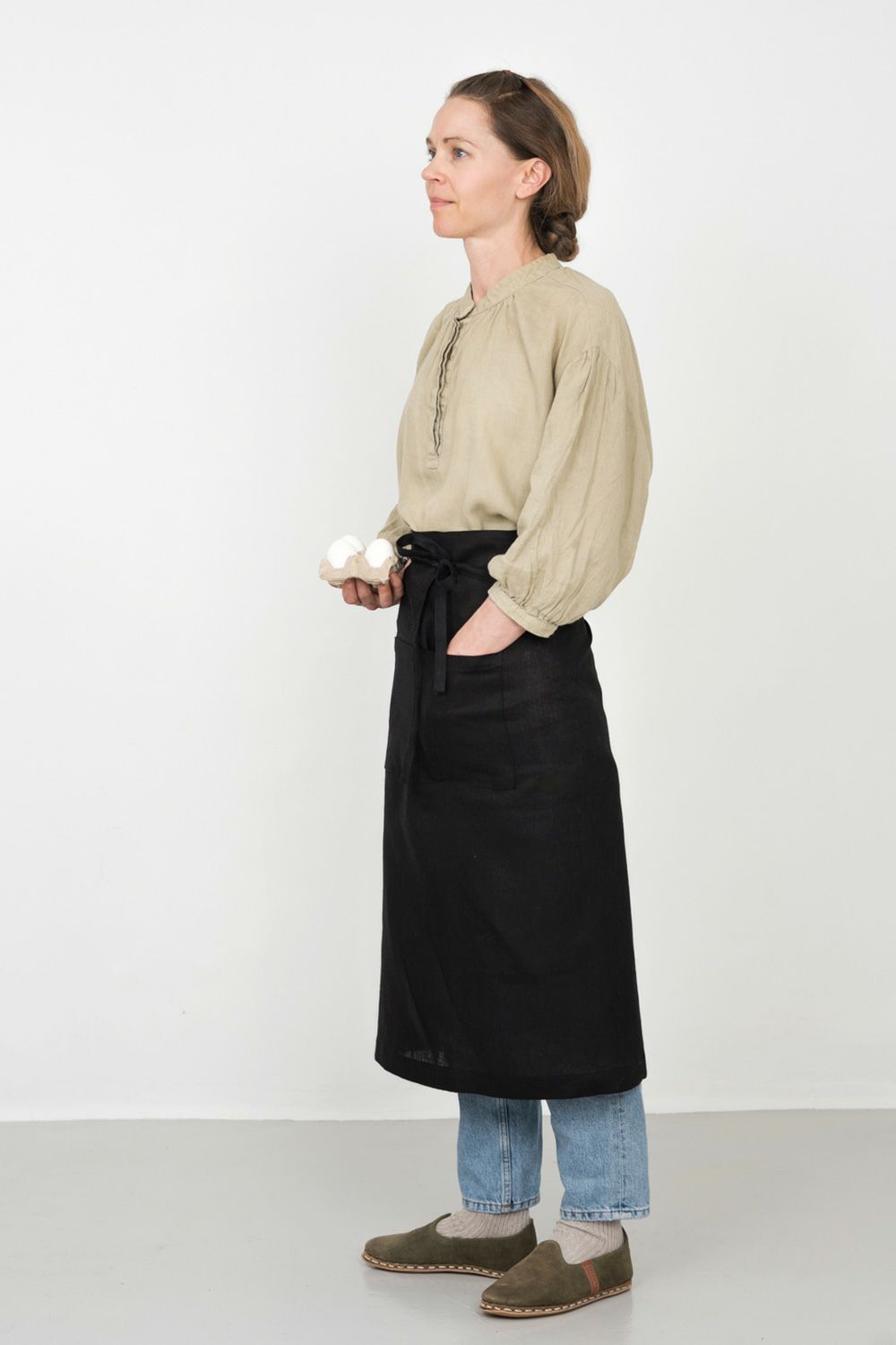 リネン ギャルソンエプロン ブラック | fog linen work